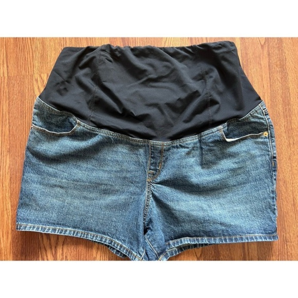 Women's‎ ISABEL MATERNITY Midi Short Denim Full Panel Maternity Shorts Size 4